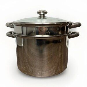 Dansk 18/10 Stainless Steel Stock Pot w/ Steamer & Pasta Strainer + Glass Lid